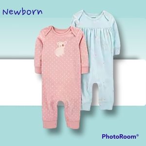 Baby 2-Pack Long-Sleeve Jumpsuits Size Newborn